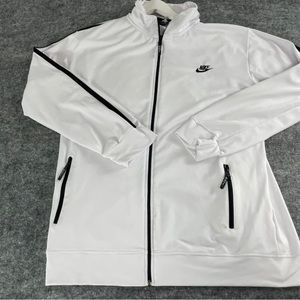 Nike Sweater Mens Large White Sweatshirt Full Zip Pullover Pockets N9